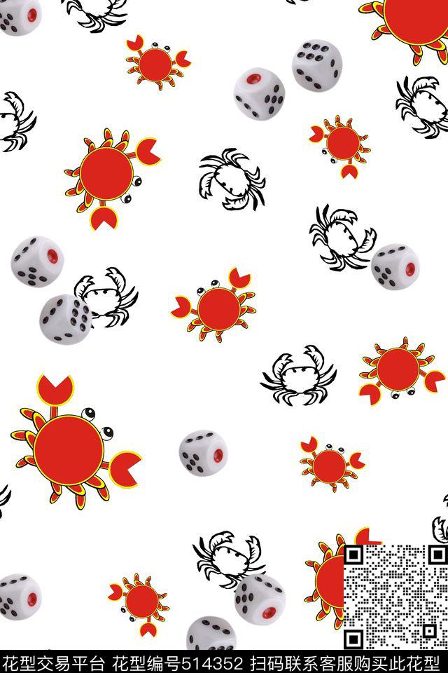 简约几何螃蟹筛子传统印花华亿平台下载（图片编号: 514352） - 瓦栏（Walan）