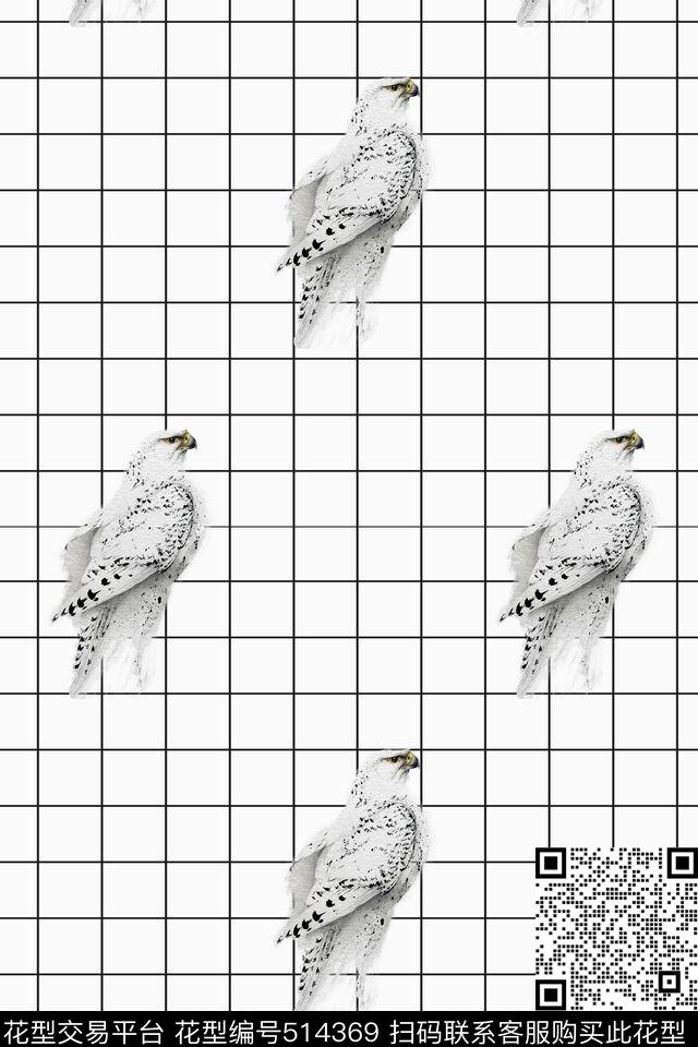 极简风鸟格纹传统印花华亿平台下载（图片编号: 514369） - 瓦栏（Walan）