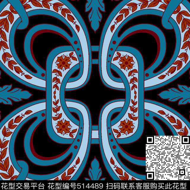 几何字母格子传统印花华亿平台下载（图片编号: 514489） - 瓦栏（Walan）