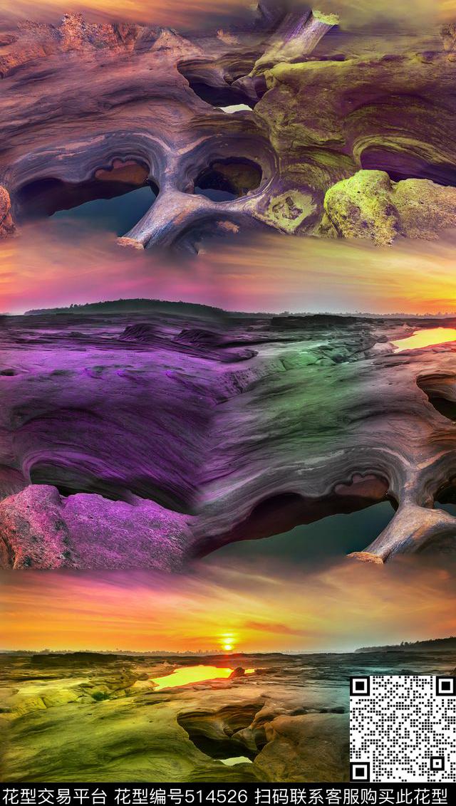 风景潮流时尚大牌自然景观解构数码印花华亿平台下载（图片编号: 514526） - 瓦栏（Walan）