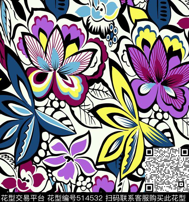 几何字母格子传统印花华亿平台下载（图片编号: 514532） - 瓦栏（Walan）