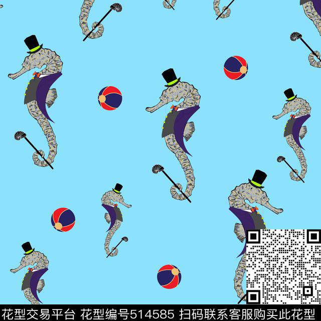 数码印花卡通海马小球卡通数码印花华亿平台下载（图片编号: 514585） - 瓦栏（Walan）