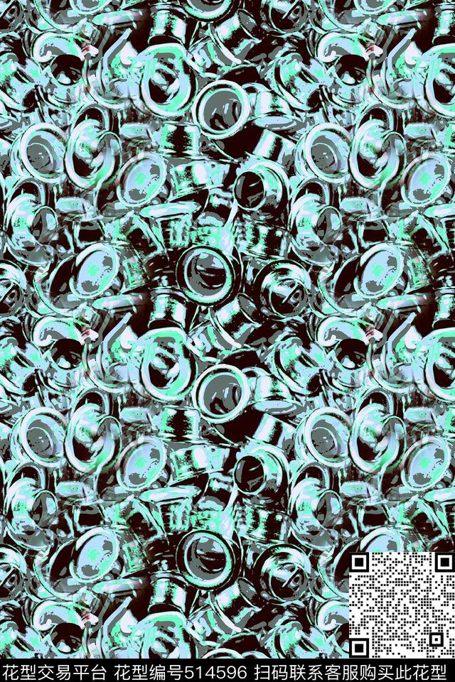 复古抽象珠宝戒指女士休闲衬衫T恤面料数码印花华亿平台下载（图片编号: 514596） - 瓦栏（Walan）