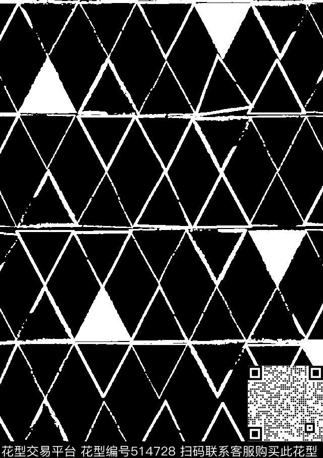 男装衬衫几何单色黑白三角形传统印花华亿平台下载（图片编号: 514728） - 瓦栏（Walan）