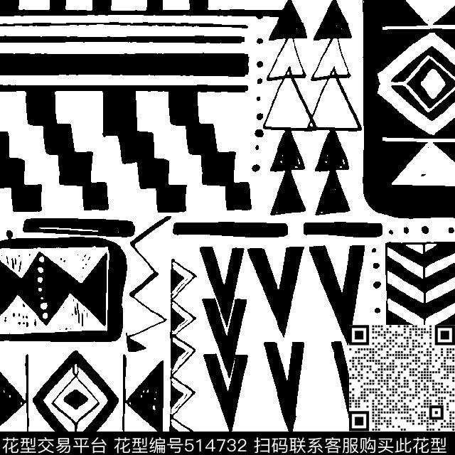 男装华亿平台单色涂鸦几何华亿平台传统印花华亿平台下载（图片编号: 514732） - 瓦栏（Walan）