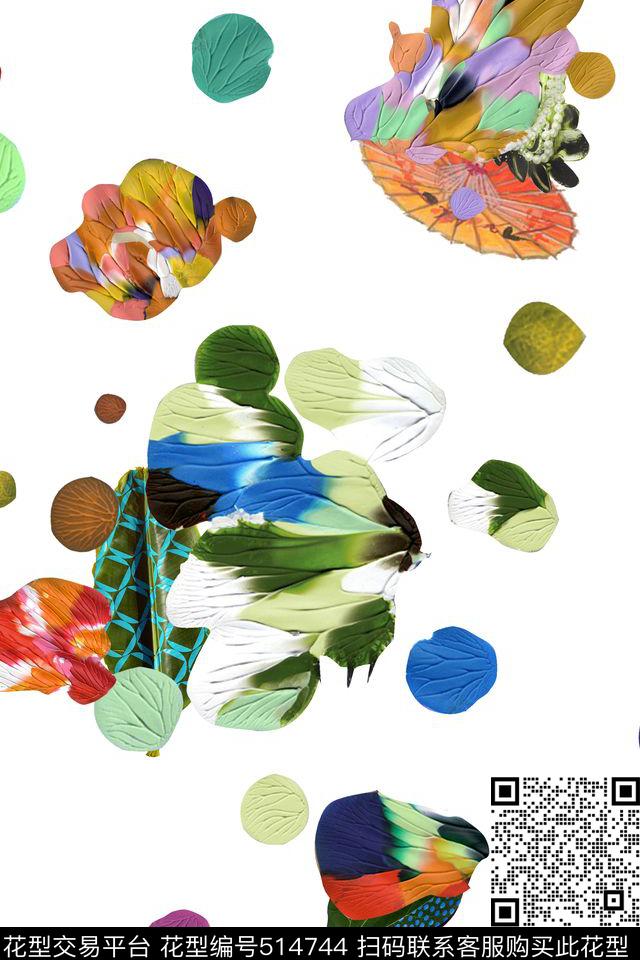 抽象涂鸦风格休闲风抽象图案数码印花华亿平台下载（图片编号: 514744） - 瓦栏（Walan）
