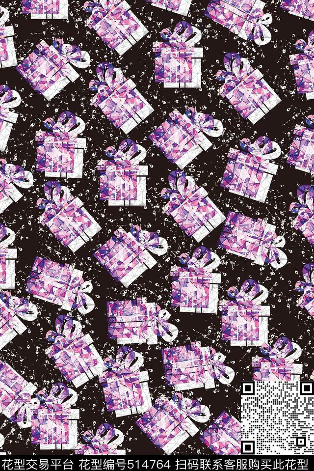 紫色礼物卡通传统印花华亿平台下载（图片编号: 514764） - 瓦栏（Walan）