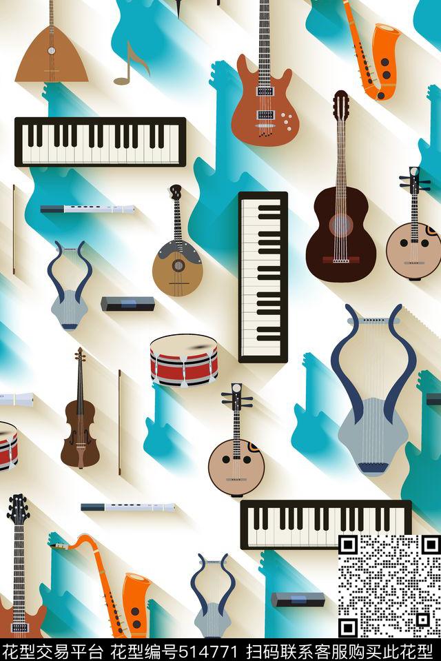 卡通乐器女装传统印花华亿平台下载（图片编号: 514771） - 瓦栏（Walan）