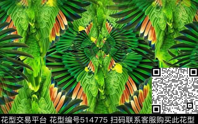 时尚羽毛数码印花数码印花华亿平台下载（图片编号: 514775） - 瓦栏（Walan）