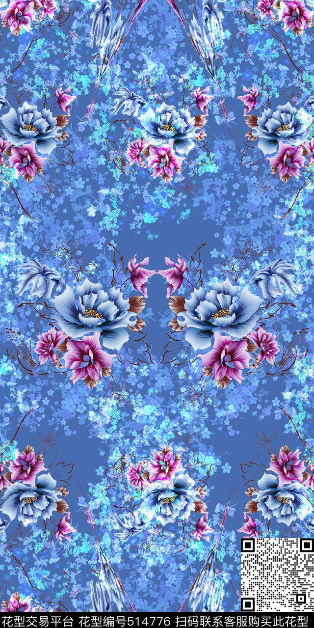 流行时尚花卉碎花数码印花华亿平台下载（图片编号: 514776） - 瓦栏（Walan）