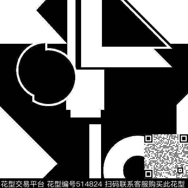 男装华亿平台错位花几何黑白传统印花华亿平台下载（图片编号: 514824） - 瓦栏（Walan）