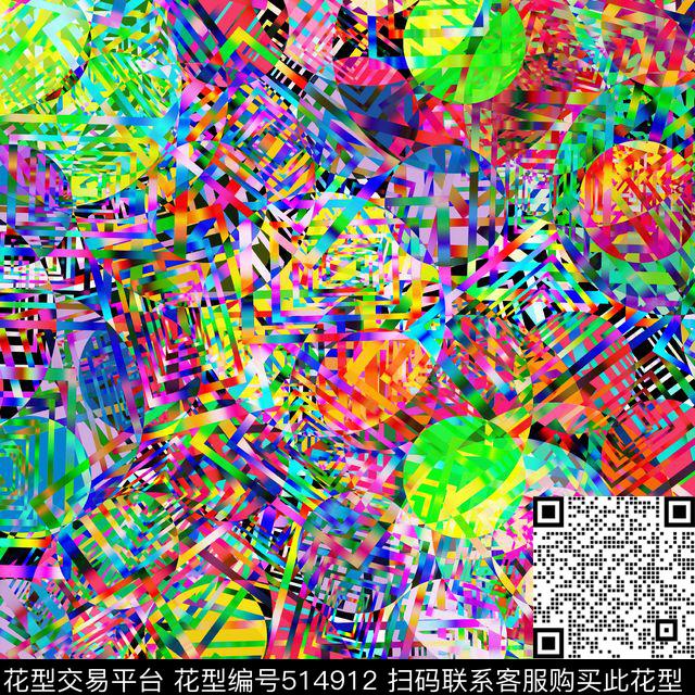 彩虹潮流抽象数码印花华亿平台下载（图片编号: 514912） - 瓦栏（Walan）