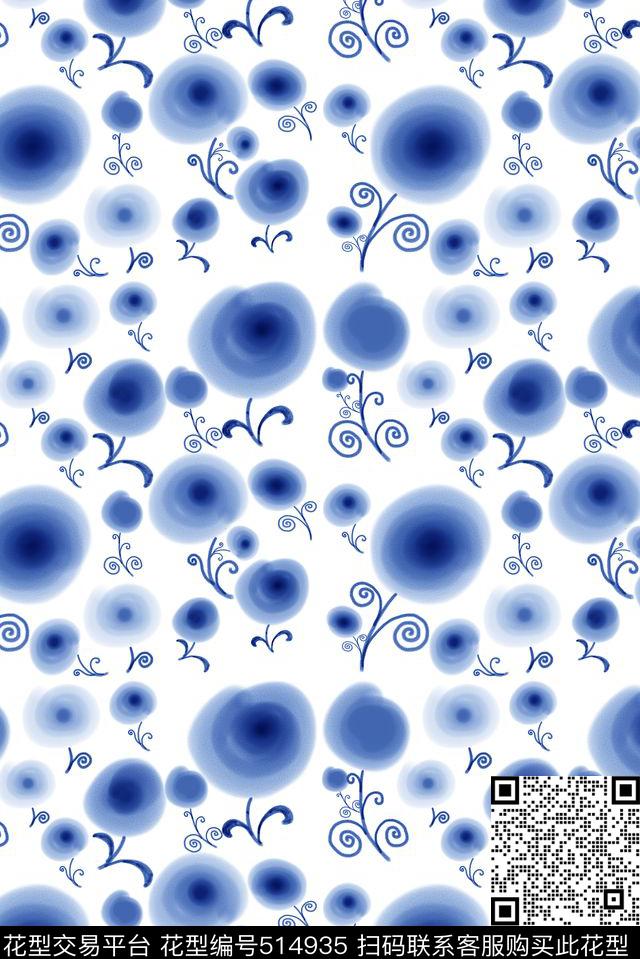 变形花朵色彩传统印花华亿平台下载（图片编号: 514935） - 瓦栏（Walan）