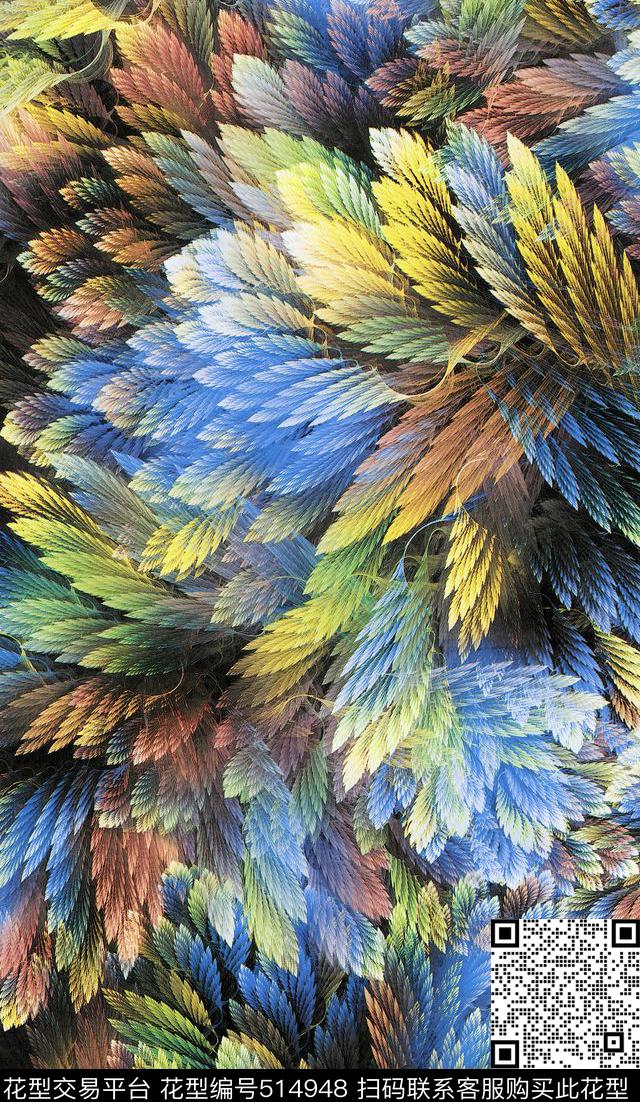 抽象靓丽多色数码印花华亿平台下载（图片编号: 514948） - 瓦栏（Walan）