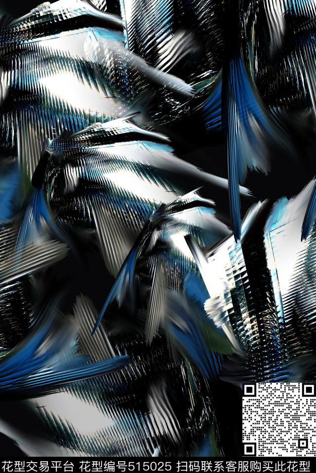 科幻金属流行时尚花等数码印花华亿平台下载（图片编号: 515025） - 瓦栏（Walan）