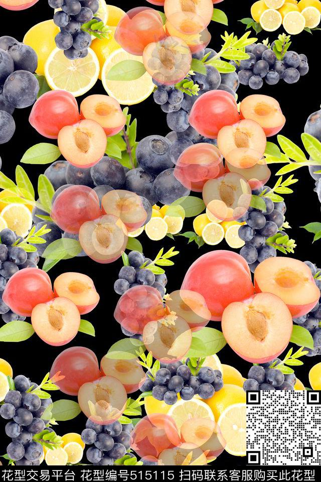 休闲水果水蜜桃数码印花华亿平台下载（图片编号: 515115） - 瓦栏（Walan）