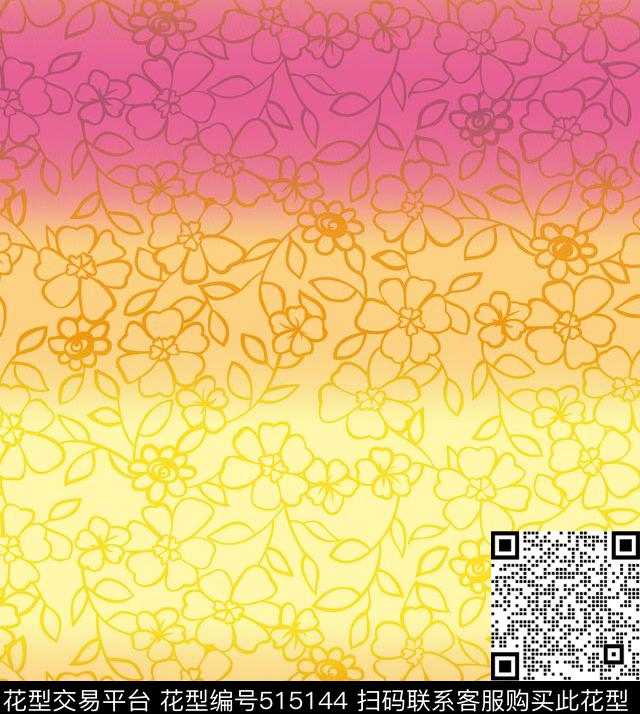 花卉女装渲染传统印花华亿平台下载（图片编号: 515144） - 瓦栏（Walan）