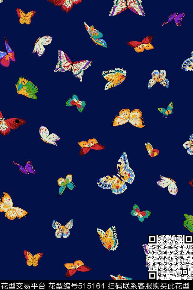 传统印花蝴蝶卡通动物纹传统印花华亿平台下载（图片编号: 515164） - 瓦栏（Walan）