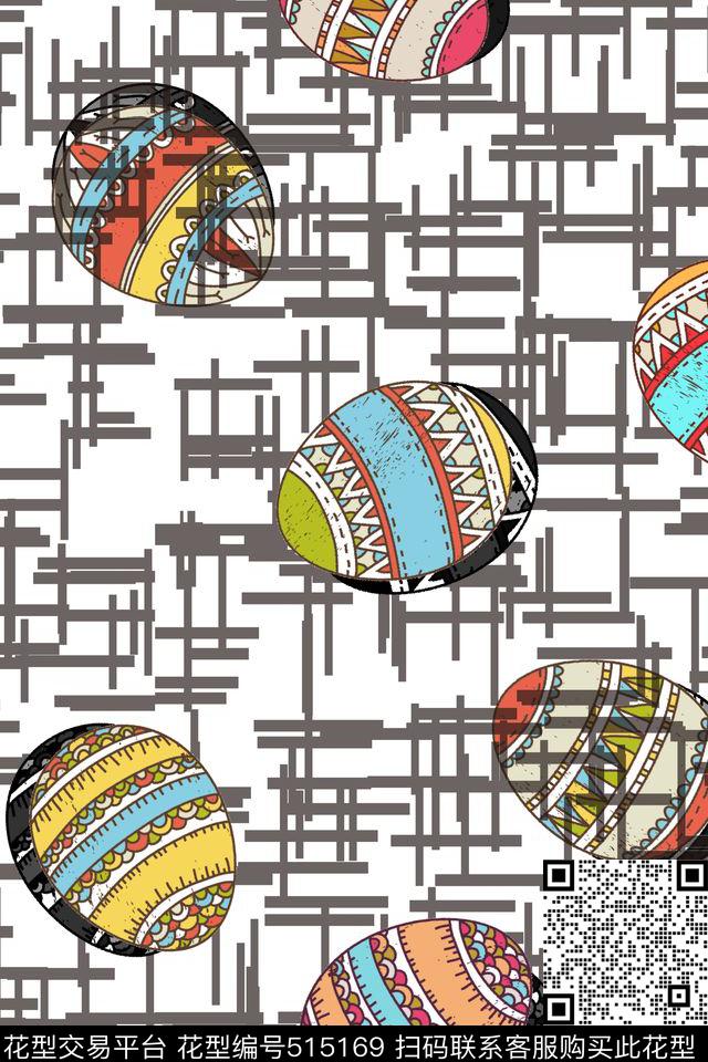 彩蛋几何流行时尚传统印花华亿平台下载（图片编号: 515169） - 瓦栏（Walan）