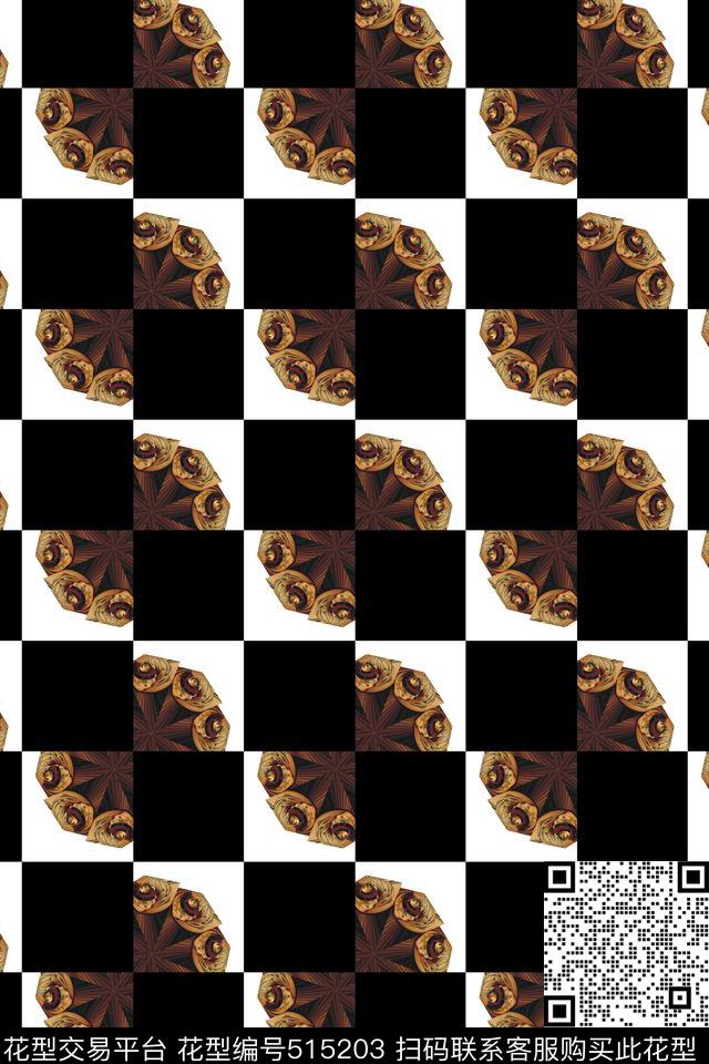 复古黑白民族风数码印花华亿平台下载（图片编号: 515203） - 瓦栏（Walan）