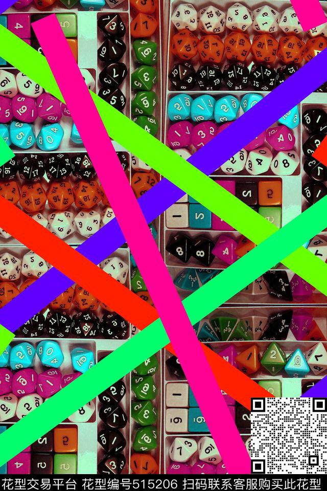 创意彩色条纹骰子数码印花华亿平台下载（图片编号: 515206） - 瓦栏（Walan）