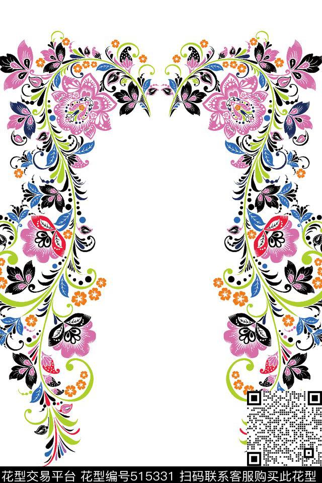 定位花卉流行时尚传统印花华亿平台下载（图片编号: 515331） - 瓦栏（Walan）