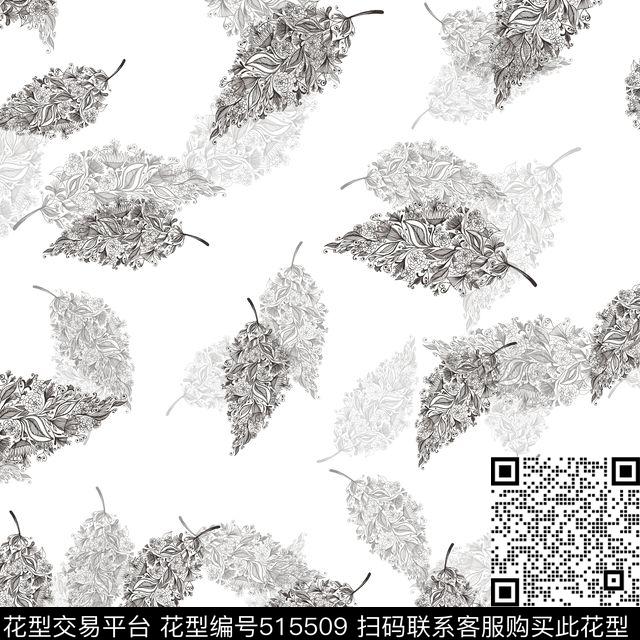 趣味叶子复古传统印花华亿平台下载（图片编号: 515509） - 瓦栏（Walan）