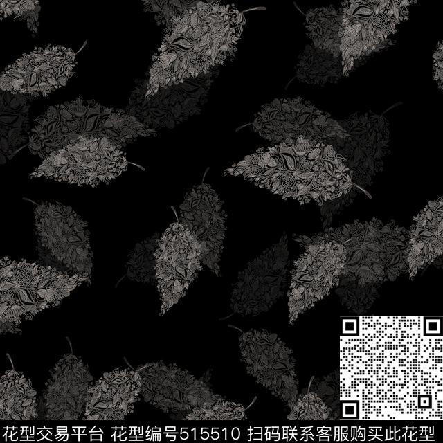 趣味叶子复古传统印花华亿平台下载（图片编号: 515510） - 瓦栏（Walan）