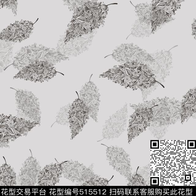 趣味叶子复古传统印花华亿平台下载（图片编号: 515512） - 瓦栏（Walan）