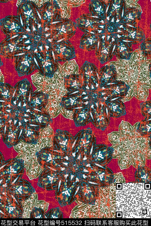 民族风肌理几何传统印花华亿平台下载（图片编号: 515532） - 瓦栏（Walan）