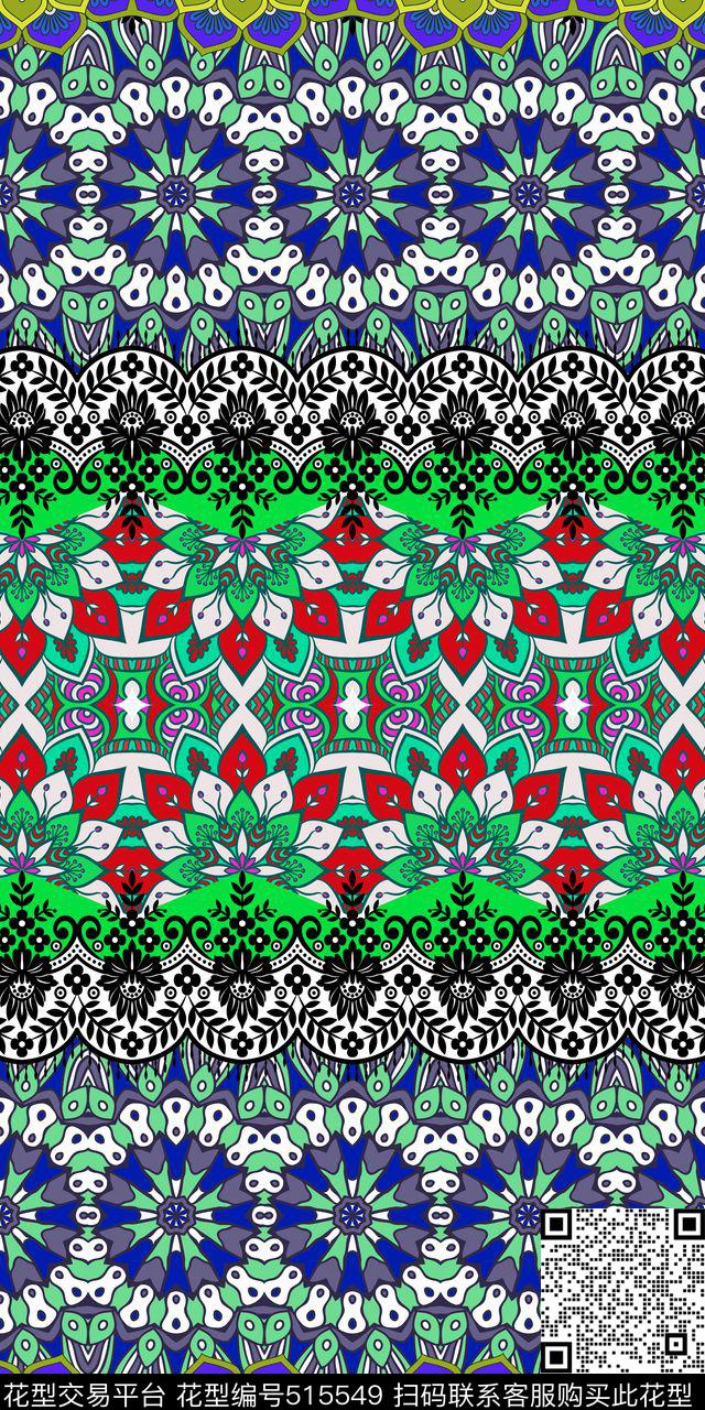 波西米亚风定位曼陀罗花纹传统印花华亿平台下载（图片编号: 515549） - 瓦栏（Walan）