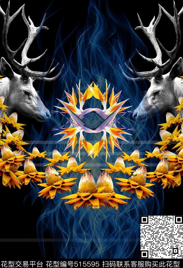 冰焰火焰动物数码印花数码印花华亿平台下载（图片编号: 515595） - 瓦栏（Walan）