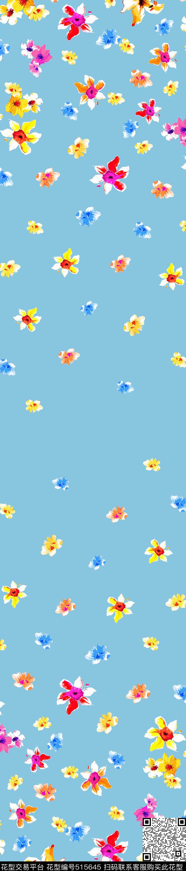 数码定位花卉小碎花花卉数码印花华亿平台下载（图片编号: 515645） - 瓦栏（Walan）