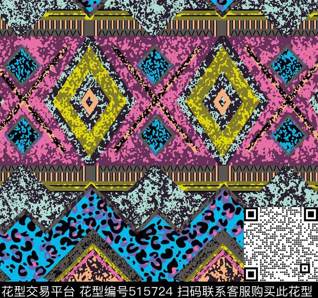 豹纹几何女装传统印花华亿平台下载（图片编号: 515724） - 瓦栏（Walan）