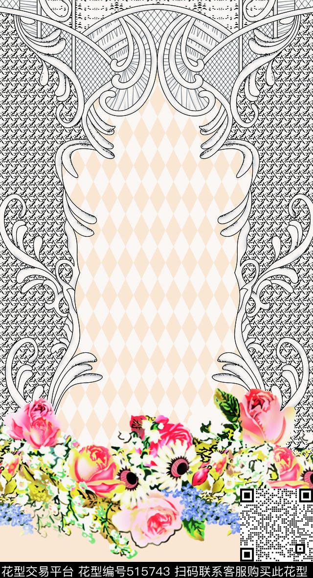 原创花卉优雅数码印花华亿平台下载（图片编号: 515743） - 瓦栏（Walan）
