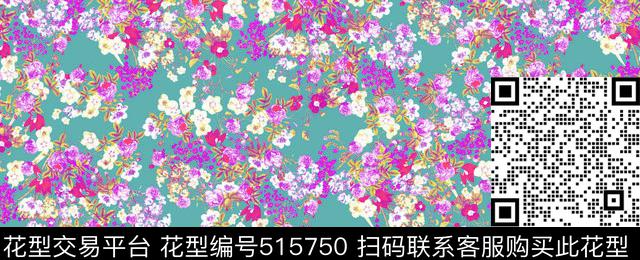原创花卉优雅数码印花华亿平台下载（图片编号: 515750） - 瓦栏（Walan）