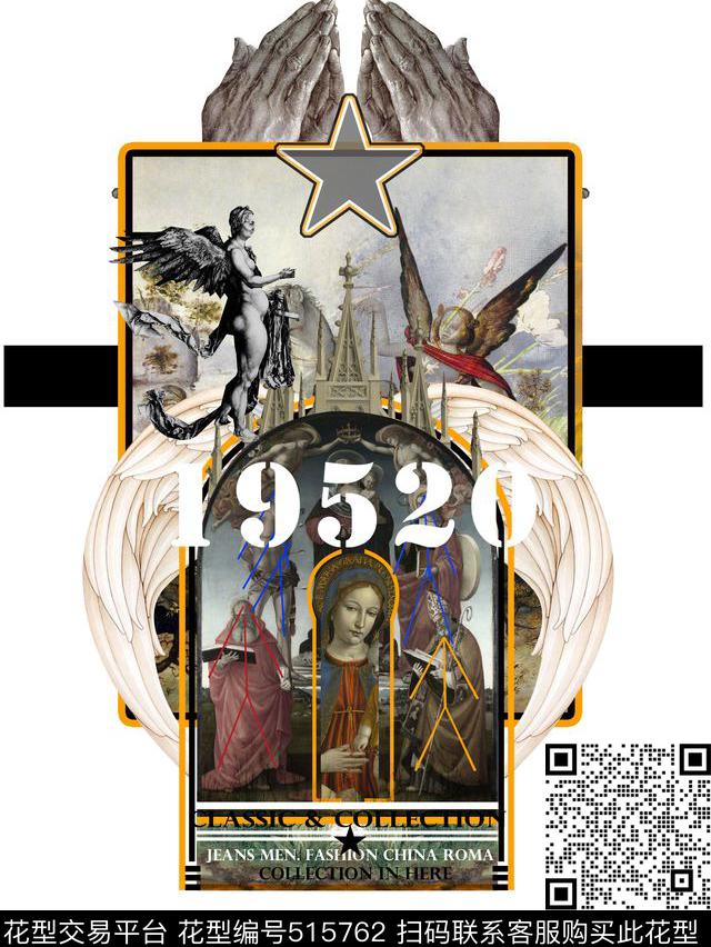 复古潮流文艺复兴数码印花华亿平台下载（图片编号: 515762） - 瓦栏（Walan）