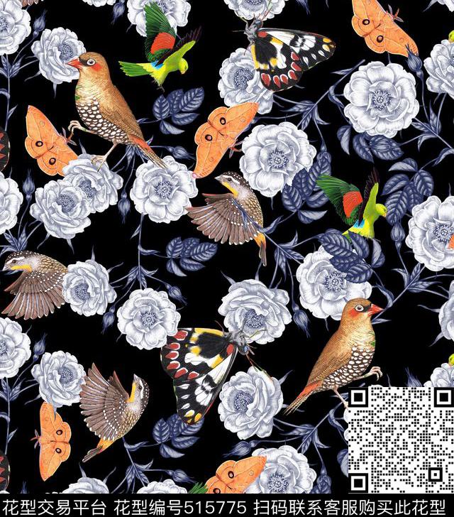 潮流个性动物复古手绘花卉数码印花华亿平台下载（图片编号: 515775） - 瓦栏（Walan）