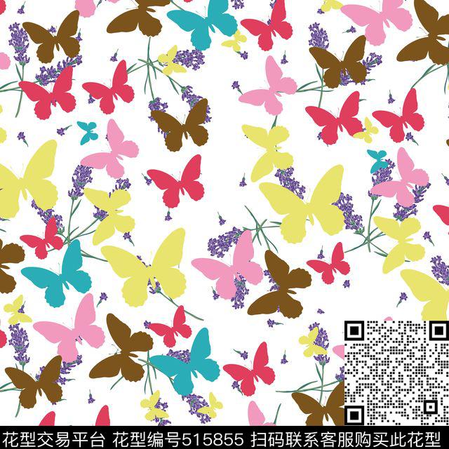 服装印花蝴蝶满印花版家纺图案传统印花华亿平台下载（图片编号: 515855） - 瓦栏（Walan）