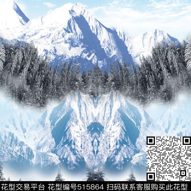 大牌风景雪山数码印花华亿平台下载（图片编号: 515864） - 瓦栏（Walan）