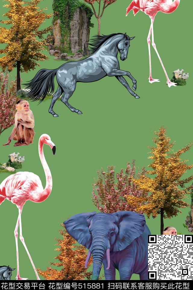 L.D~动物猴子大象数码印花华亿平台下载（图片编号: 515881） - 瓦栏（Walan）