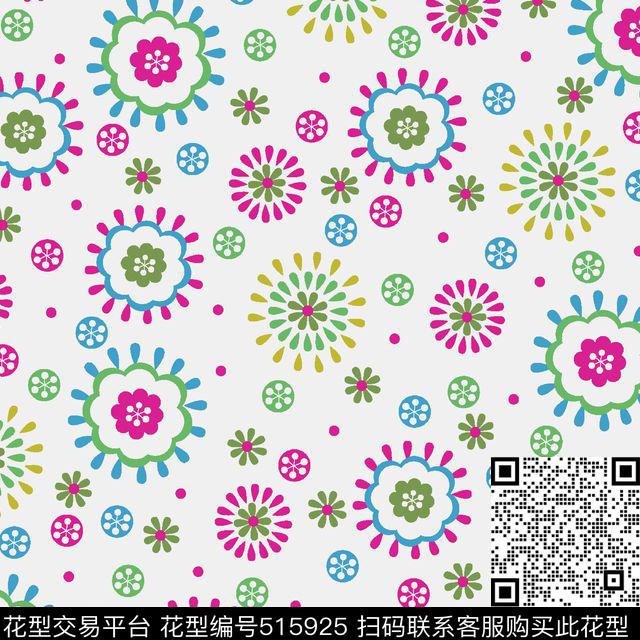 童装卡通闪闪点点太阳花童装服装面料传统印花华亿平台下载（图片编号: 515925） - 瓦栏（Walan）