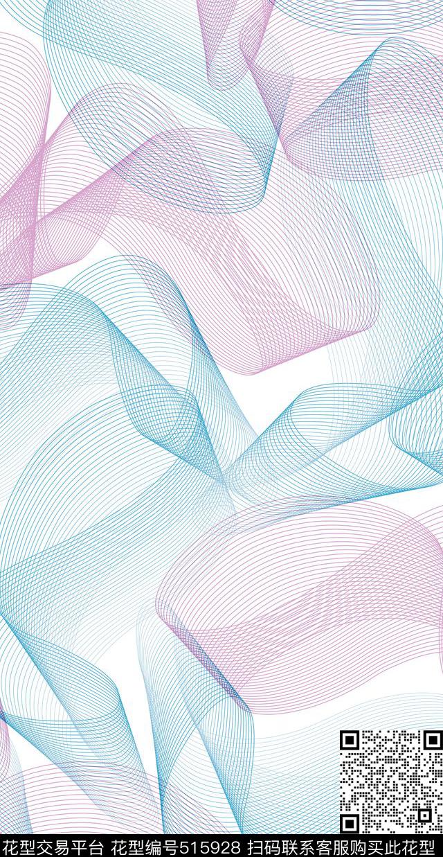 波浪几何空间传统印花华亿平台下载（图片编号: 515928） - 瓦栏（Walan）