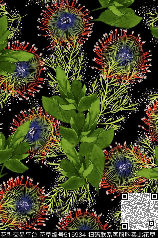 满版叶子星点数码印花华亿平台下载（图片编号: 515934） - 瓦栏（Walan）