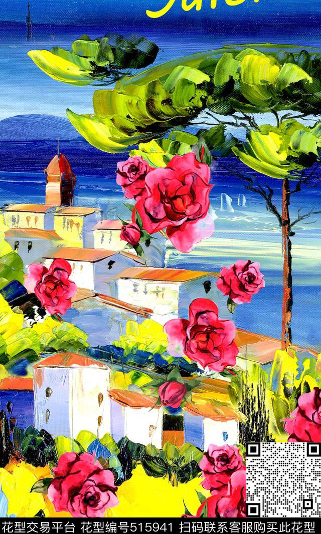 风景花卉时尚数码印花华亿平台下载（图片编号: 515941） - 瓦栏（Walan）