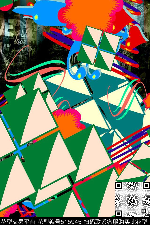 长巾围巾抽象服饰男女服装数码印花华亿平台下载（图片编号: 515945） - 瓦栏（Walan）