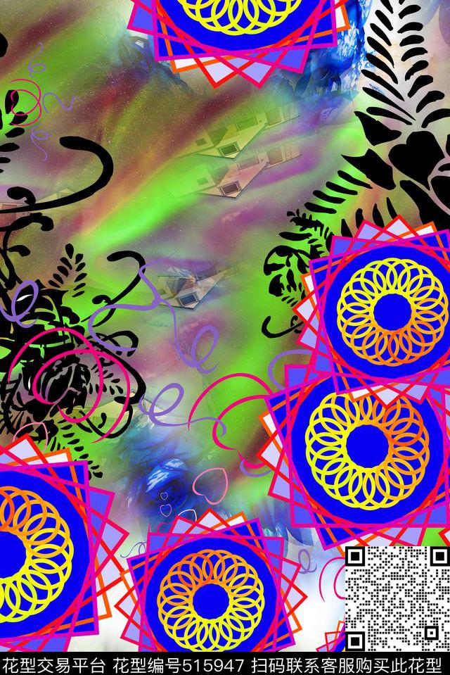 长巾围巾抽象服饰男女服装传统印花华亿平台下载（图片编号: 515947） - 瓦栏（Walan）