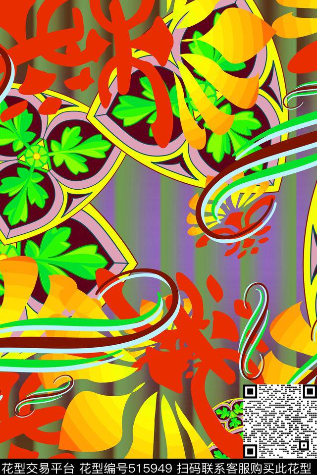 长巾围巾抽象服饰男女服装传统印花华亿平台下载（图片编号: 515949） - 瓦栏（Walan）