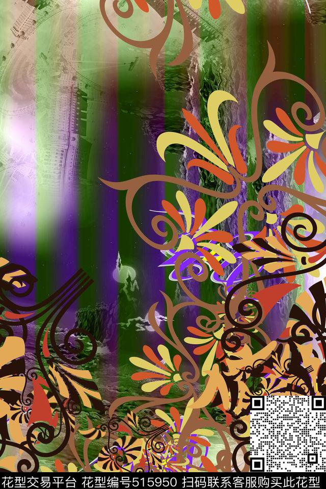 长巾围巾抽象服饰男女服装传统印花华亿平台下载（图片编号: 515950） - 瓦栏（Walan）