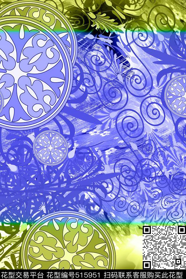 长巾围巾抽象服饰复古民族风系列传统印花华亿平台下载（图片编号: 515951） - 瓦栏（Walan）